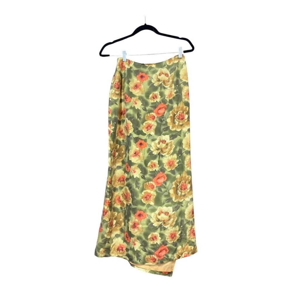 Casual Corner Skirt Woman 6 Green 100% Silk - Picture 3 of 3